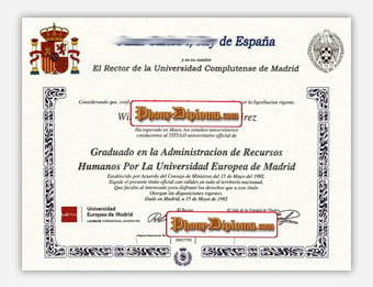 Universidad Complutense de Madrid - Fake Diploma Sample from Spain